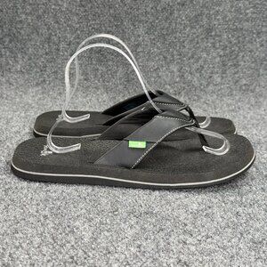 Sanuk Beer Cozy Sandals Men Size 10 Black Summer Beach Athletic Thong Flip Flops